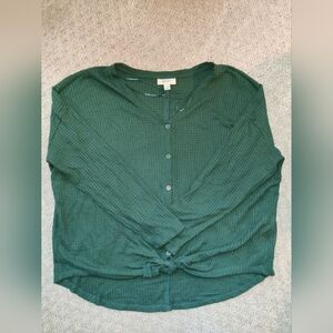 Green Button-Up Women Top